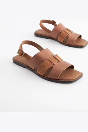 Next Tan Brown Standard/Wide Fit Forever Comfort Leather Slingback Sandals AU 8.5 (EU 40)