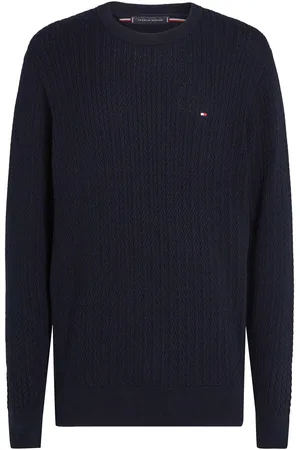 Tommy Hilfiger Blue 100% Cotton Herringbone Crew Neck Jumper XXL