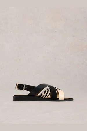 White Stuff Black Holly Mini Wedge Sandals AU 9 (EU 40)