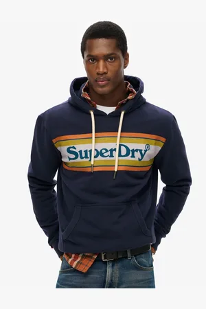 Superdry Blue Venue Logo Stripe Relaxed Hoodie XL