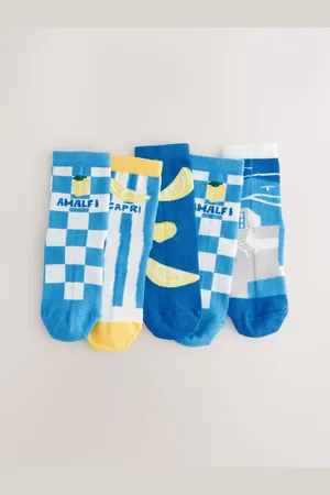 Next Blue Lemons Print Rich Socks 5 Pack 0-2.5 Jnr