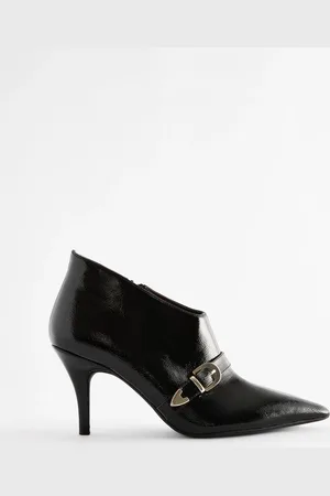 Next Black Patent Forever Comfort Pointed Toe Buckle Detail Heeled Shoe Boots AU 7.5 (EU 38.5)