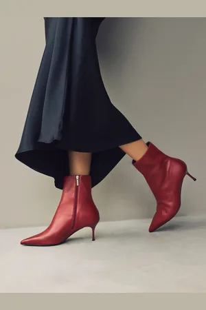 Next Burgundy Red Forever Comfort Pointed Toe Skinny Heeled Ankle Boots AU 6 (EU 37)