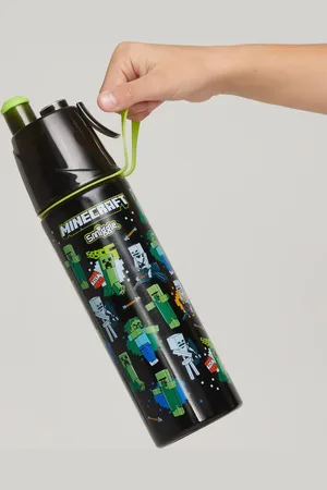 SMIGGLE Black Minecraft Insulated Stainless Steel Spritz Drink Bottle 500ml one