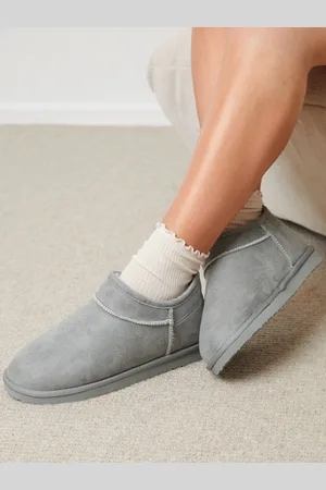 Threadbare Grey Suede Faux Fur Lined Slipper Boots AU 9.5 (EU 42)