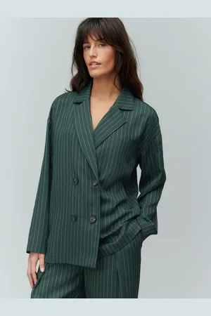 Next Green Relaxed Lightweight Double Breasted Stripe Blazer AU 12