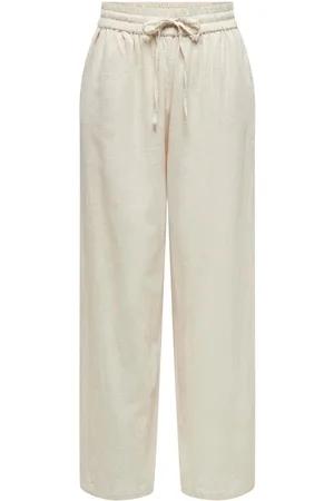 ONLY Natural Loose Drawstring 100% Cotton Trousers