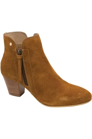 Ravel Brown Suede Leather Block Heel Ankle Boots AU 6 (EU 37)