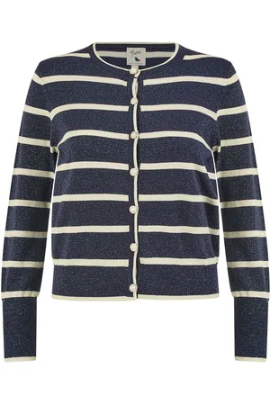 Yumi Blue Striped Sparkle Knitted Cardigan S