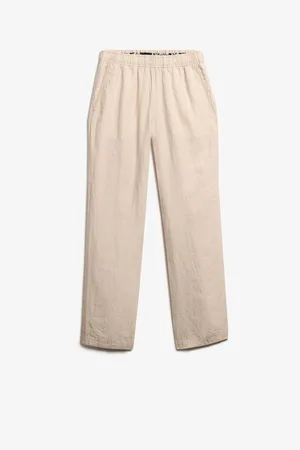 Superdry Cream Linen Drawstring Trousers AU 16