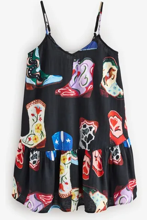 Eleanor Bowmer Howdy Print 100% Cotton Black/Purple Slip AU 14
