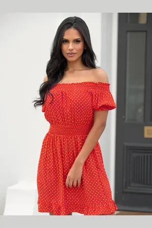 Pour Moi Eloise Puff Sleeve Woven Bardot Dress AU 14