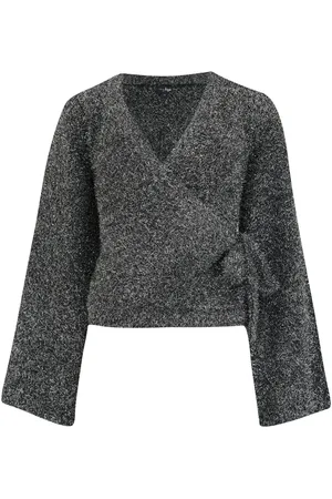 Pour Moi Silver Elle Sparkle Knit Ballet Flare Sleeve Top AU 10