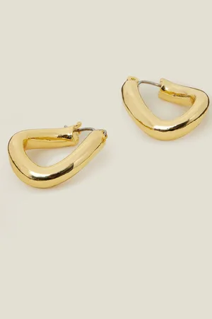 Accessorize Gold Tone 14ct Chunky Molten Hoop Earrings One