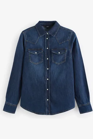 Next Seam Detail Fitted Denim Western Shirt AU 20 Tall