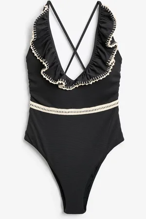 Never Fully Dressed Black Plunge Tummy Control Swimsuit AU 18