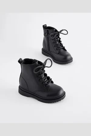 Next Black Leather Warm Lined Lace-Up Boots AU 3 (EU 19)