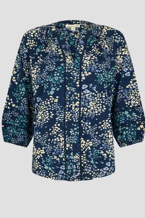 Monsoon Blue Micola Abstract Print Jersey Blouse M