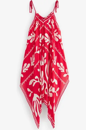 Next Red/Ecru Print Cold Shoulder Cover-Up S-M