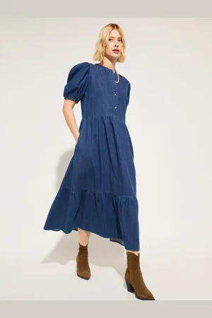 Baukjen Clementina Denim 100% Cotton Midi Dress AU 18