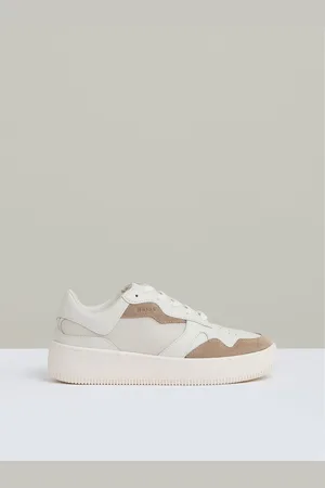 Reiss Taupe Ruth Leather And Mesh Platform Trainers AU 8 (EU 39)