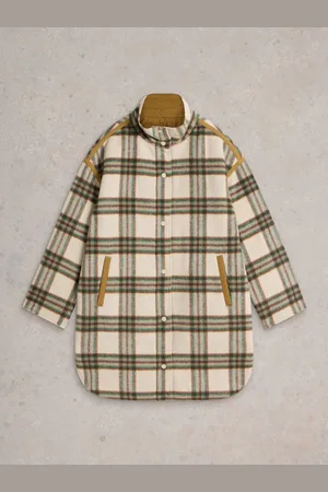 White Stuff White Marlowe Reversible Check Coat AU 18