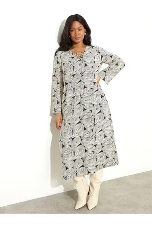 Live Unlimited London Curve Paisley Tie Front Midi Dress AU 22