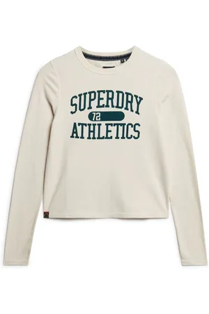Superdry Turtledove Cream Athletic Ringer Slim Long Sleeve Top AU 14