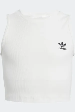 adidas White Ribbed Crop Vest 11