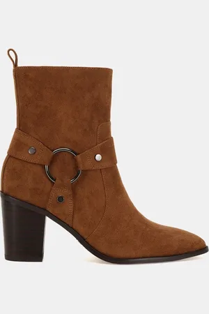 Novo Brown Standard Fit Giselle Block Heel Harness Ankle Boots AU 8 (EU 39)
