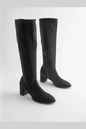 Next Black Extra Wide Fit Forever Comfort Sock Block Knee High Boots AU 6 (EU 37)