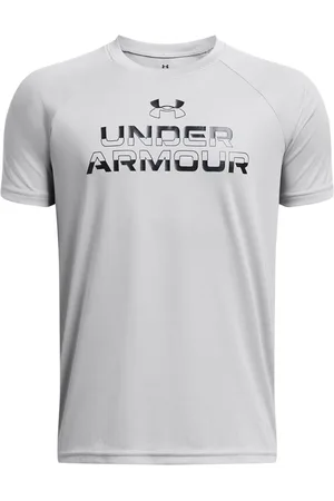 Under Armour Grey Tech Split Wordmark Short Sleeve 100% Cotton T-Shirt 9
