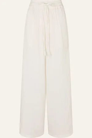 Accessorize White Crinkle Beach 100% Cotton Trousers XXL
