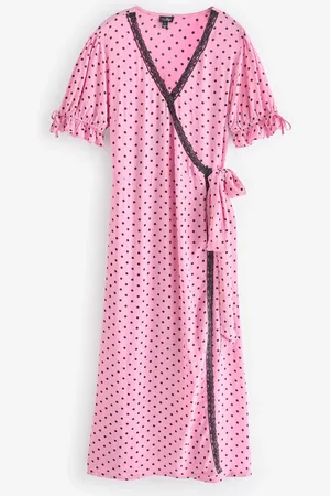 Pour Moi Laney Lace Trim Woven Wrap Midi Dress AU 14