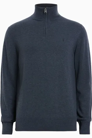 AllSaints AllSaints Blue Kilburn Quarter Zip Funnel Jumper S