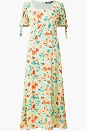 French Connection Eve Crepe Scoop Neck Midi Dress AU 18