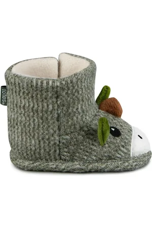 Totes Green Childrens Toddler Dino Bootie Slippers 1.5