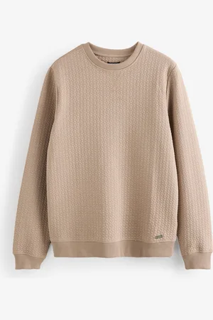 Threadbare Brown Jacquard Textured Crew Neck Sweatshirt XL