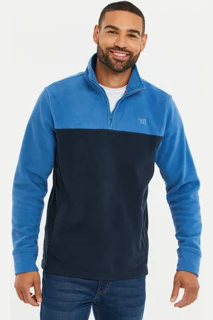 Threadbare Cobalt / Navy Two Tone Quarter Zip Fleece Jumper M