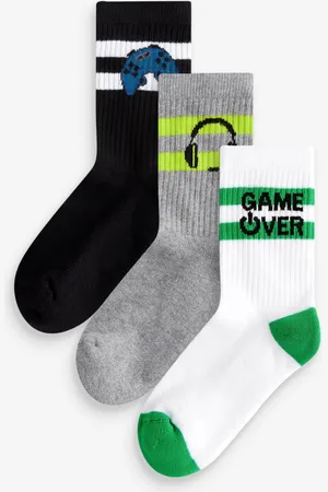 Next Gamer Headphone Cushioned Footbed Cotton Rich Ribbed Socks 3 Pack 12.5-3.5
