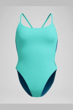 Speedo Blue Womens Solid Racerback Swimsuit S