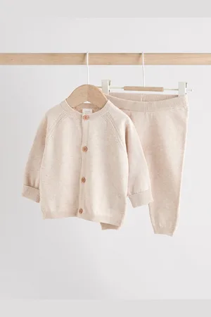 Next Neutral Baby 100% Cottton Knitted Jumper and Leggings Set (0-12mths) 50cm