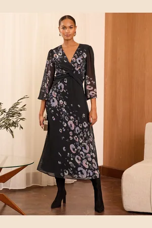 Love & Roses Petite Long Sleeve Midi Dress AU 10