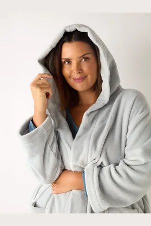 Live Unlimited London Grey Curve Fluffy Dressing Gown AU 18