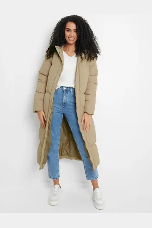 Threadbare Beige Longline Hooded Padded Coat 14