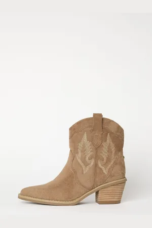 Lipsy London Neutral Wide Fit Pull-On Boho Ankle Pointed Western Heel Suedette Boots AU 7 (EU 38)