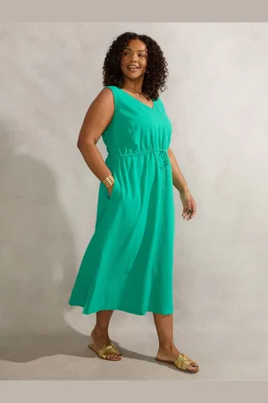 Live Unlimited London Linen Blend Drawstring Dress AU 20