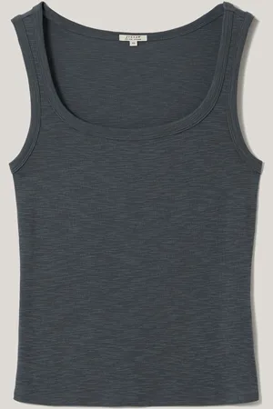 Jigsaw Grey Luxe Square Neck 100% Cotton Tank Top S