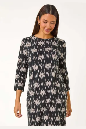 Roman Abstract Zip Trim Shift Dress AU 10