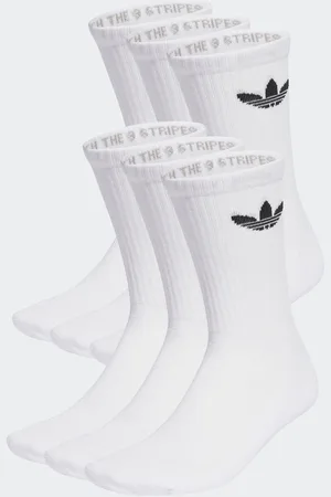 adidas Originals White Trefoil Crew Socks 6 Pack 12.5-1